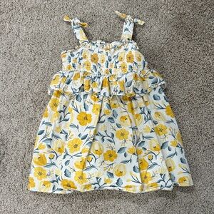 cupcakes & cashmere Floral Kids Dress in Yellow and White